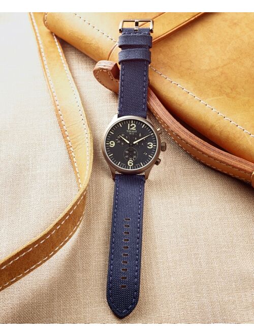 Men's Swiss Chronograph Tissot Chrono XL Blue Fabric Strap Watch 45mm