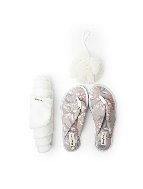Dearfoams Women's Terry Spa-Inspired Mother's Day Gift Bundle with Kylie Thong Slipper