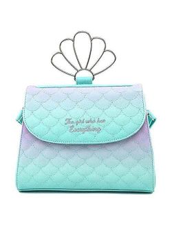 Little Mermaid Ombre Scales Shell Handle Crossbody