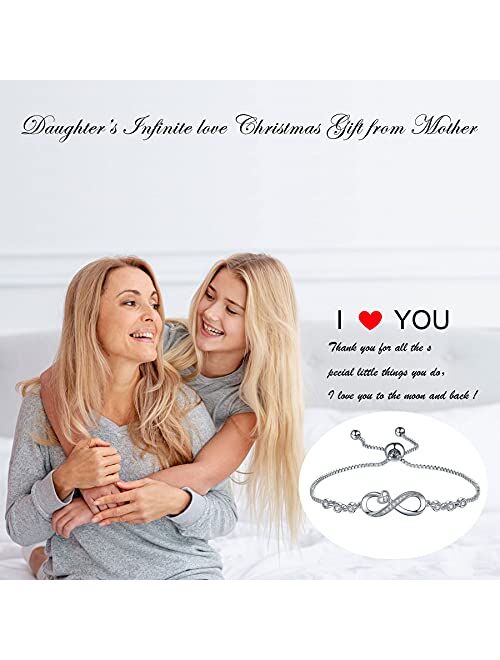 Desimtion Infinity Love Bracelets for Women Girls, Birthday Mothers Day Jewelry Gifts for Mom Wife from Daughter Son Husband