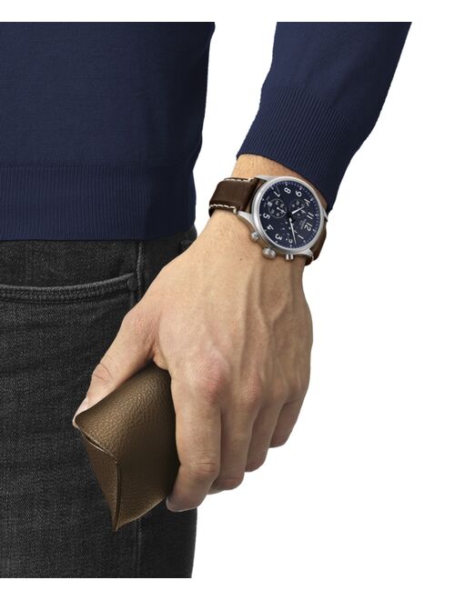 Tissot Men's Swiss Chronograph XL Vintage Brown Leather Strap Watch 45mm