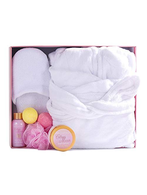 Spa Bathrobe and Slippers - Spa Luxetique Spa Gifts for Women, Flannel and Soft Bath Robe, Bath and Body Gift Set, Home Spa Gift Set Includes Bathrobe and Slippers, Bath 
