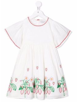 Kids floral-jacquard smock dress