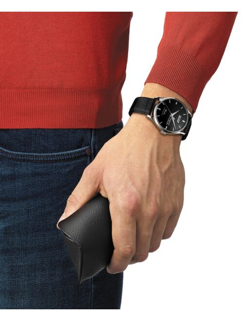 Tissot Men's Swiss Automatic Heritage Visodate Powermatic 80 Black Leather Strap Watch 42mm