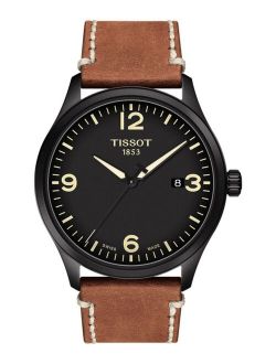 Men's Swiss Gent XL Brown Leather Strap Watch 42mm