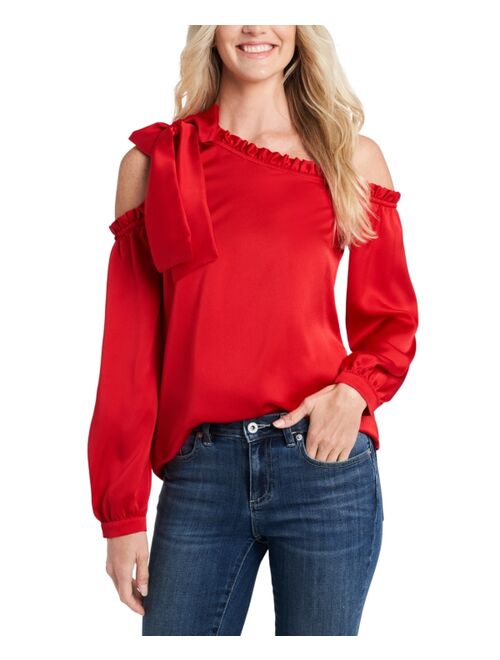 CeCe Ruffled One-Shoulder Bow Blouse