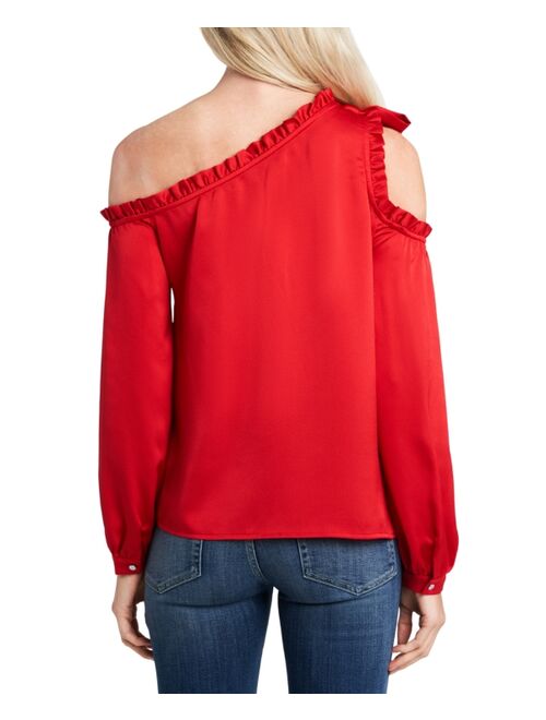 CeCe Ruffled One-Shoulder Bow Blouse