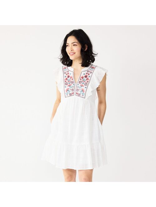 Women's Sonoma Goods For Life Embroidered Yoke Tiered Dress