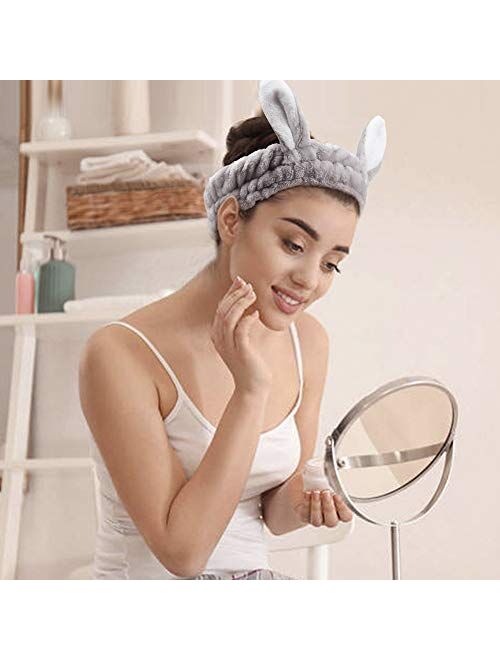 3 Pcs Hogoo Spa Facial Headband Cute Bunny Ears Makeup Hair Band Terry Cloth Headbands for Women for Washing Face Beauty Skincare Shower