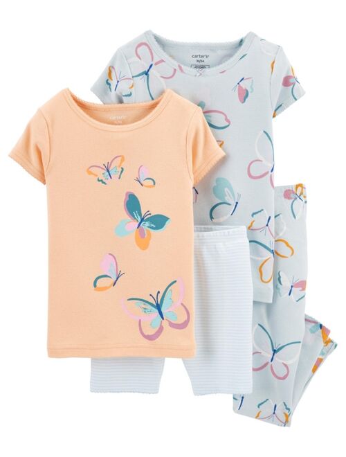 Carter's Toddler Girls 4-Piece Snug Fit T-shirt, Shorts and Pajama Set