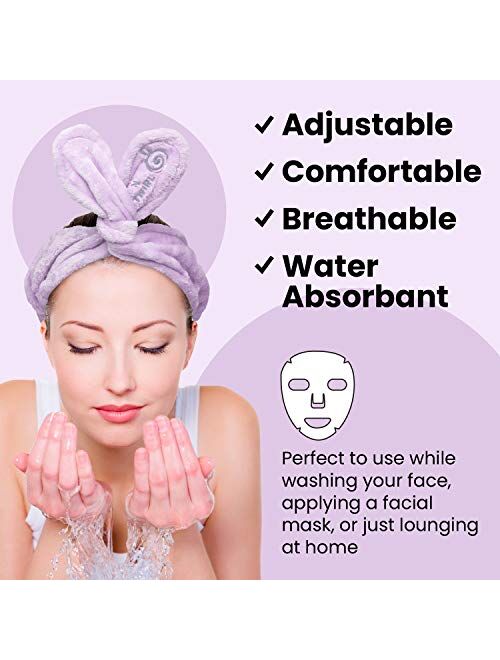 Lindo Twist-N-Twirl Facewash Headband - One Size Fits All, Adjustable, Comfortable Plush Fabric, Non-Slip, Perfect for Masks, for Women (Blue)
