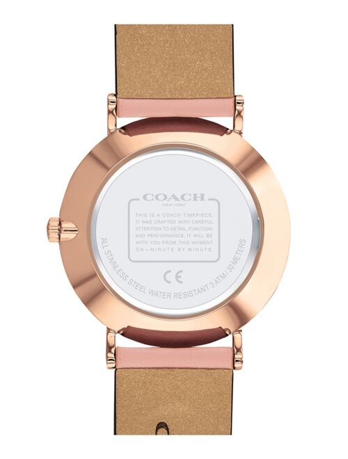 COACH Women’s Perry Blush Leather Strap Tea Rose Watch 36mm