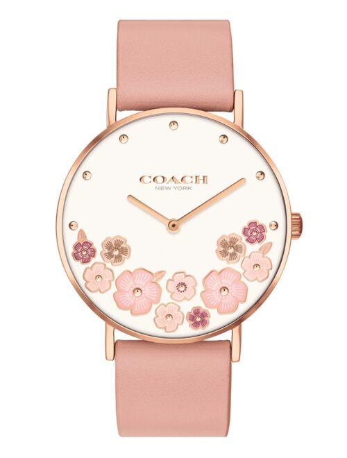 COACH Women’s Perry Blush Leather Strap Tea Rose Watch 36mm