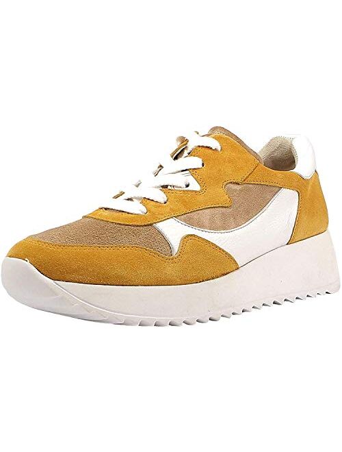 Paul Green 4949-02 Yellow Leather Women's Lace Up Casual Trainers