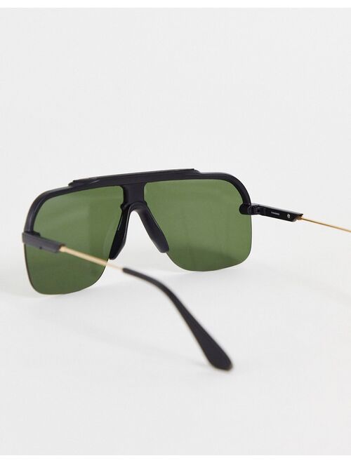 Topshop color block aviator sunglasses in black