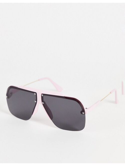 Topshop color block aviator sunglasses in pink