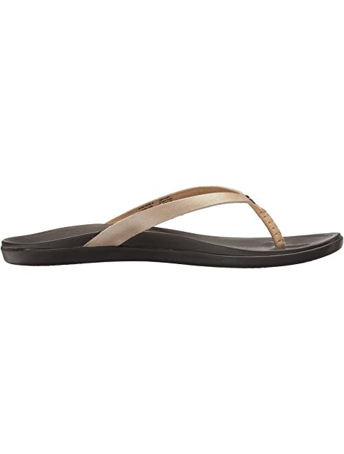 OluKai Ho'opio Leather Women's Beach Sandals, Full-Grain Leather Flip-Flop