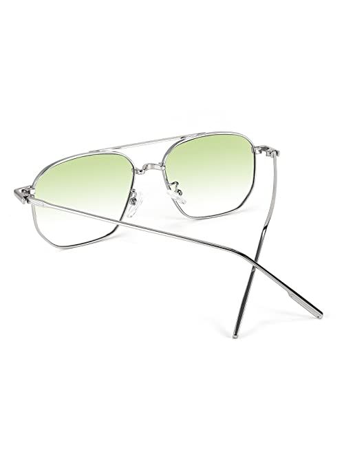 FEISEDY Classic Square Aviator Sunglasses Women Men Fashion Candy Color Lenses Vintage Metal Shades B2828