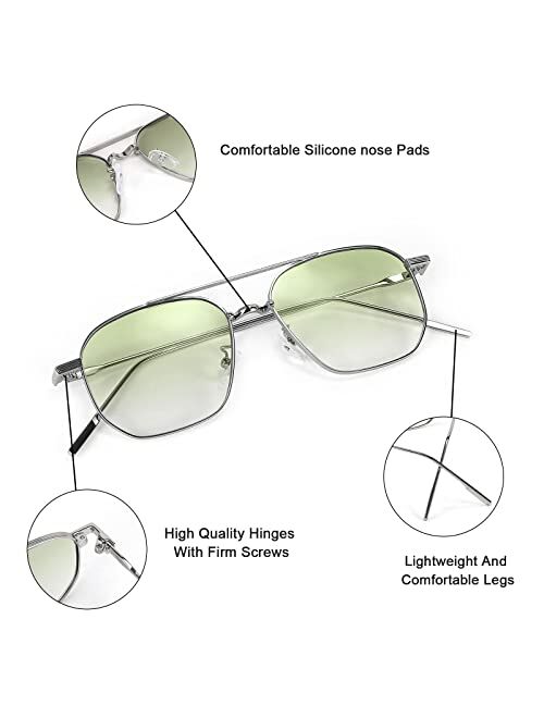 FEISEDY Classic Square Aviator Sunglasses Women Men Fashion Candy Color Lenses Vintage Metal Shades B2828