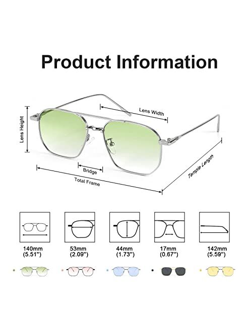 FEISEDY Classic Square Aviator Sunglasses Women Men Fashion Candy Color Lenses Vintage Metal Shades B2828
