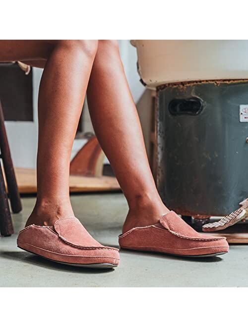 OluKai Nohea Slipper, Women's Slip-On Shoes, Genuine Shearling & Premium Nubuck Leather, Drop-In Heel Design, Cozy & Ultra-Soft Comfort Fit