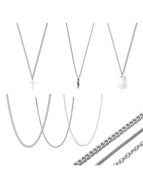 Generic 6pcs Necklace Set for Men,Emo Cuban Link Chain Egirl Cross Lock Eboy Figaro Layered Twist Rope Box Wheat Goth Punk Aesthetic Trendy Necklaces Chains Set for Women