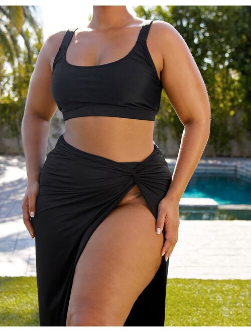 South Beach Curve ft Leslie Sidora Exclusive beach sarong in black