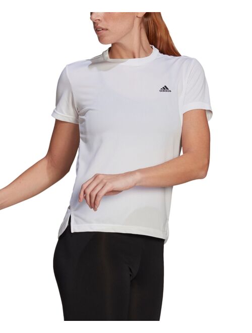 adidas Women's Designed 2 Move 3-Stripes Moisture Wicking T-Shirt