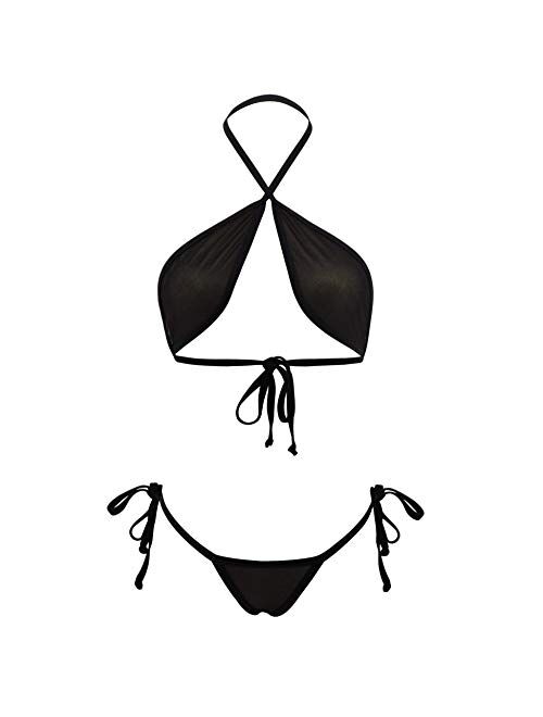 Buy SHERRYLO Fishnet Bikini Sheer Mini Micro Bikinis See Thru Wrap ...
