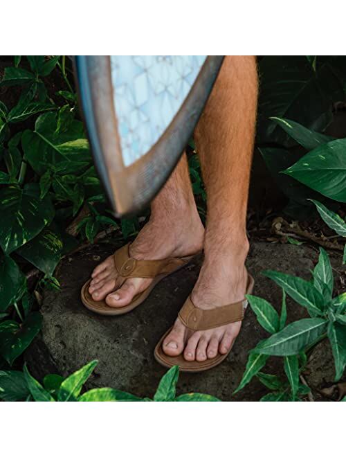 OluKai Tuahine Men's Beach Sandals, Quick-Dry Flip-Flop Slides, Water Resistant & Lightweight, Compression Molded Footbed & Ultra-Soft Comfort Fit