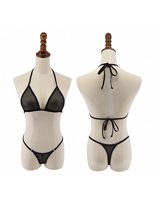 Tinpia See Through Micro Bikini Set Brazilian Sheer Sex Swimwear Beachwear Swimsuit