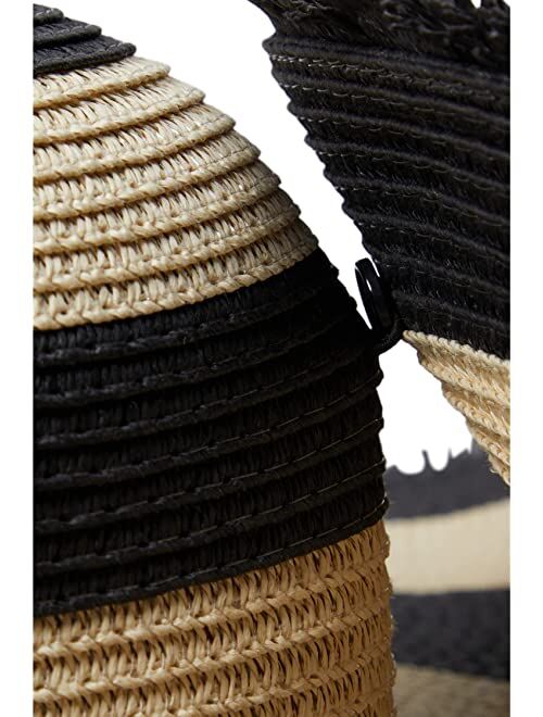 Badgley Mischka Maxi Striped Floppy Hat with Raw Edge