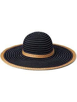 Woven Tape Floppy Hat with Contrast Straw Trim