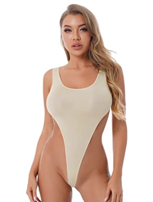 YiZYiF Womens Adult High Cut Thong Bikini Bodysuit Nightwear One Piece Monokini Swimsuit
