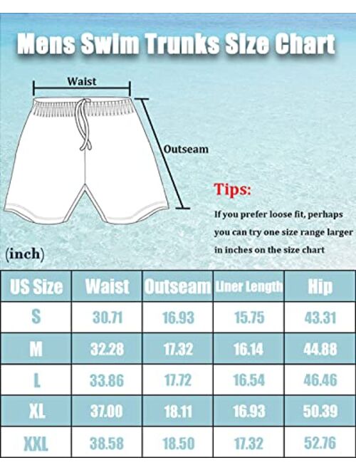 SILKWORLD Men's Swimming Trunks with Compression Liner 2 in 1 Quick-Dry Swim Shorts with Zipper Pockets