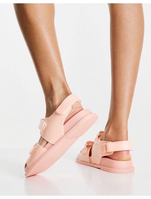 ASOS DESIGN France jelly flat sandals in peach