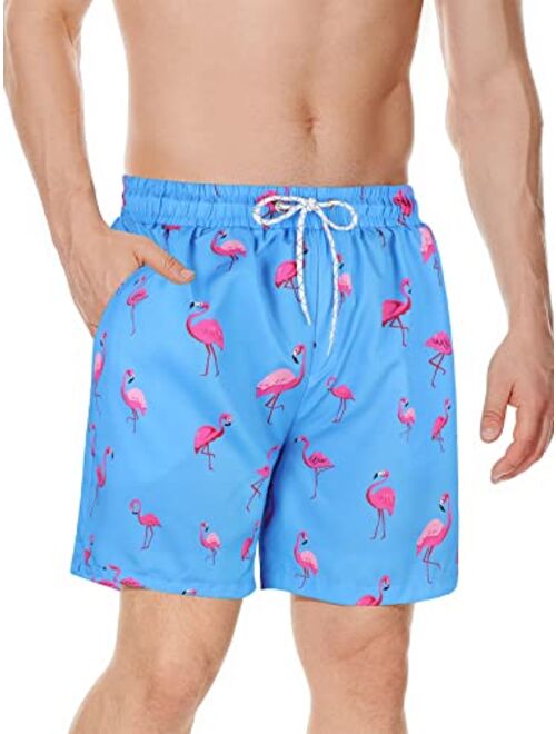 Century Star Mens Swim Trunks with Compression Liner Quick Dry Bathing Suits with Pockets Swim Shorts