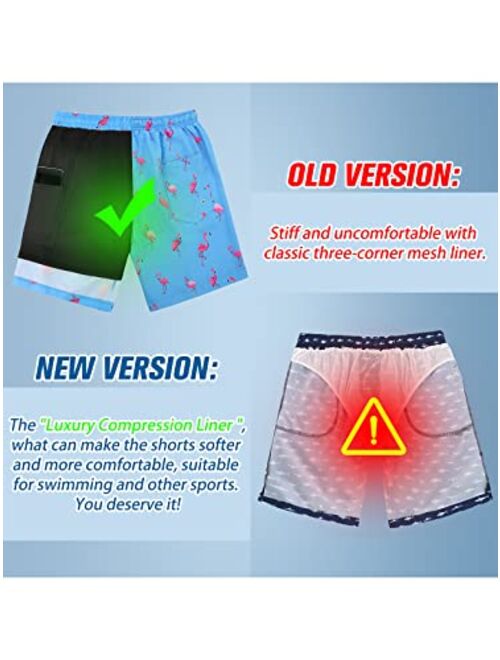 Century Star Mens Swim Trunks with Compression Liner Quick Dry Bathing Suits with Pockets Swim Shorts
