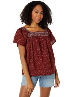 Amy Embroidered Top in Dot Vine