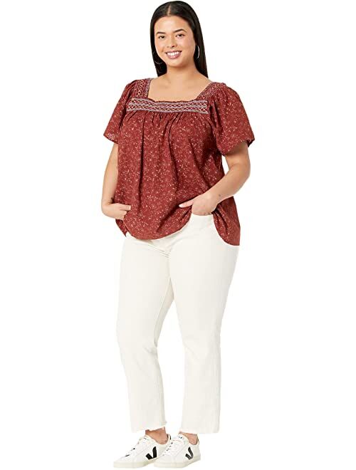 Madewell Plus Size Amy Embroidered Top in Dot Vine