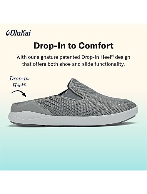 OLUKAI Nohea Pae Men's Slip On Sneakers, Lightweight Barefoot Feel & Breathable All-Weather Shoes, Drop-in Heel & Comfort Fit