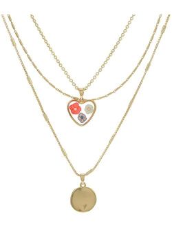 Patchwork Heart Layer Necklace