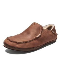 Moloa Slipper Men's Slippers, Premium Nubuck Leather Slip On Shoes, Shearling Lining & Gel Insert, Drop-In Heel Design