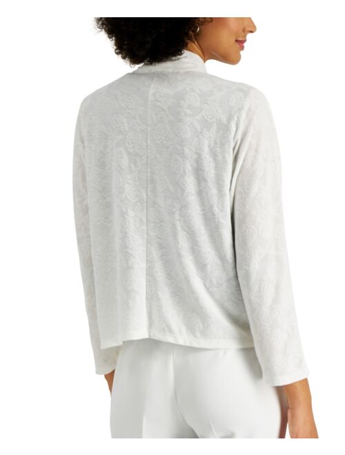 Kasper Textured Open-Front Cardigan