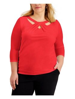 Plus Size Twist-Neck Top