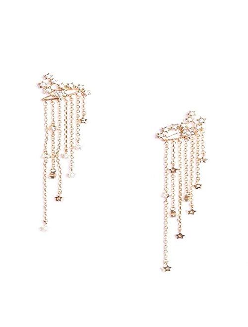 Denifery Shining Stars Tassel Earrings Hanging Exquisite Earrings,for Women and Girls