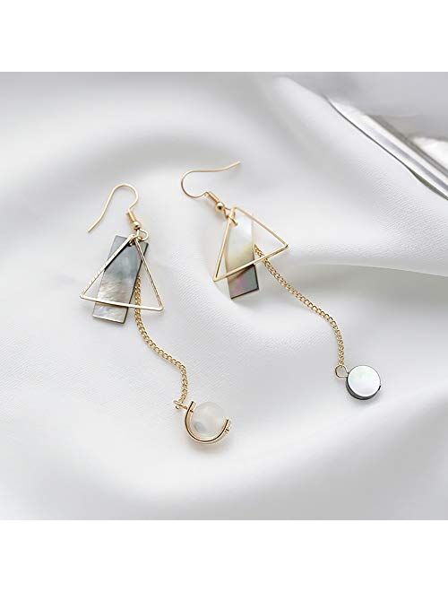 Zanegear Korean Style Creative Geometry Design with Long Pendant Ear Clips/Earrings for Women's Accessories (Ear Hook)