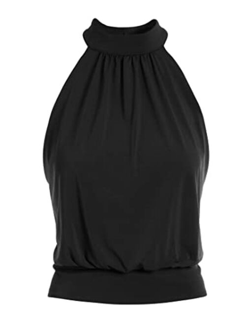 Boston Proper Womens Halter Top High-Neck and Sexy Strappy Back Detail Solid Knit