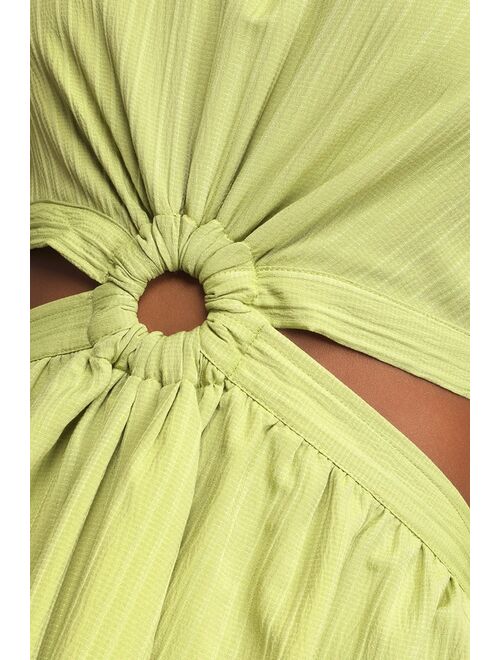Lulus Island Vacay Light Green Tie-Back Maxi Dress