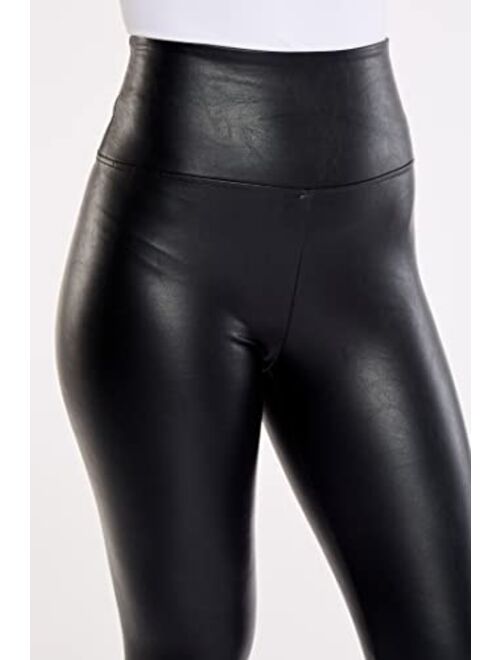 Boston Proper Faux Leather Sleek and Slimming High Waisted Black Leggings for Women